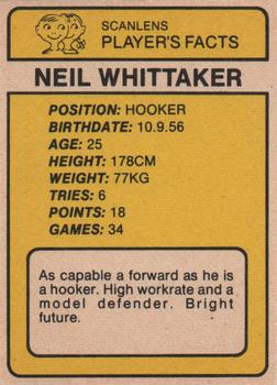 1981 Scanlens #16 Neil Whittaker Back